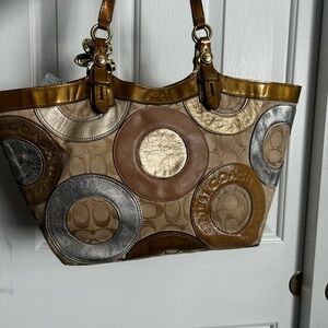 Coach Brown and gold Women's Tote Bag
